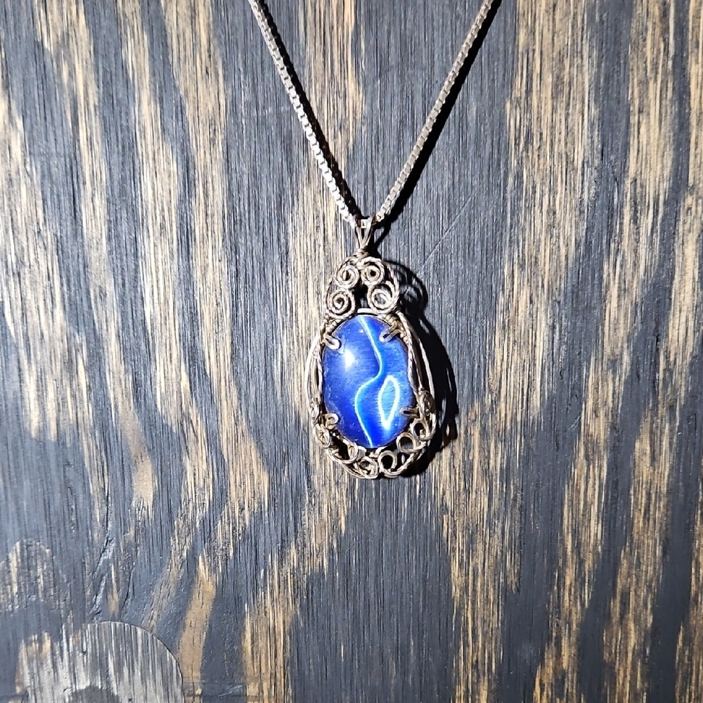 Italian Elegant Blue Pendant Necklace 925